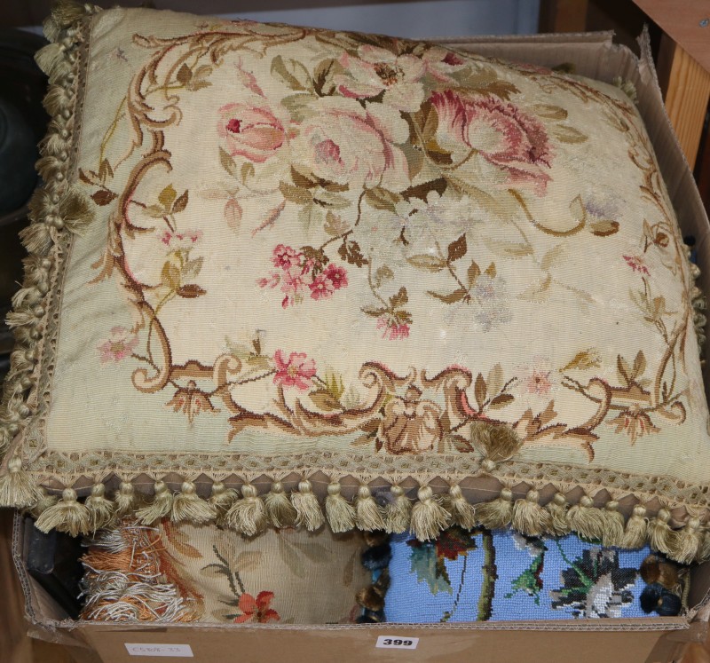 A group of beadwork and cushions